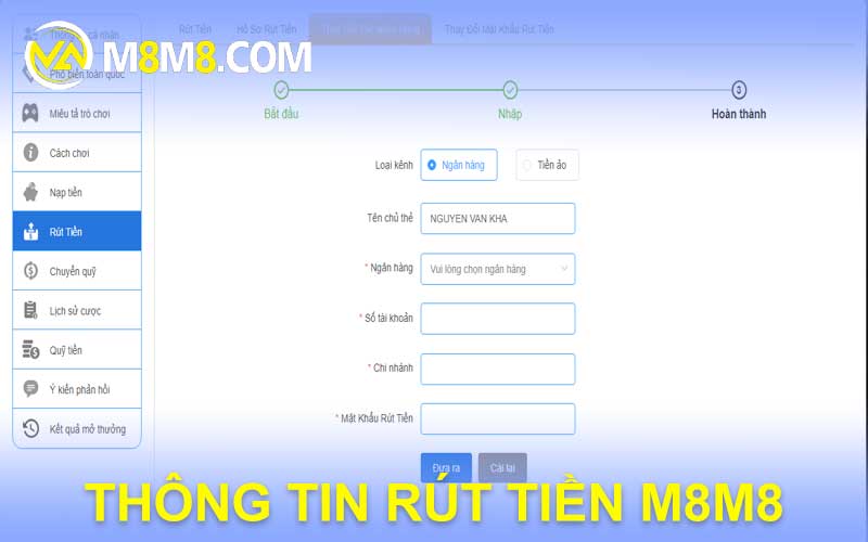 THÔNG TIN RÚT TIỀN M8M8